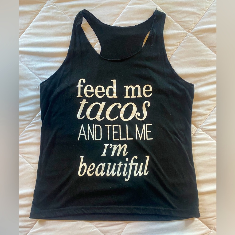 “Feed me tacos…” Black Racerback Tank